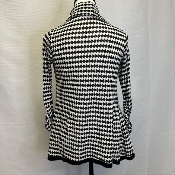 Mauve Black & White Open Front Cardigan Sweater - Size S - Picture 4 of 7
